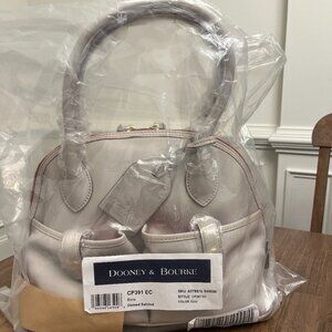 Dooney & Bourke Florentine Leather Domed Satchel w/ Front Pockets Ecru